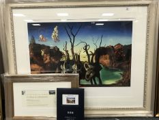 After Salvador Dali : Swans Reflecting Elephants, 1937, limited edition colour print,