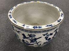 A Chinese crackle glazed blue and white planter, diameter 40 cm.