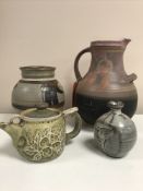 A stoneware pottery vase, probably Jeremy Leach (born 1941), height 12cm,