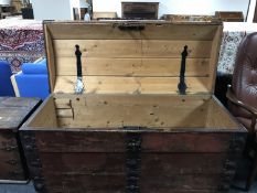 A 19th century pine continental dome topped trunk, width 145 cm.