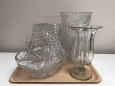 A collection of crystal including vase, basket,