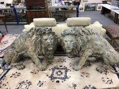 A pair of bronze garden statues - lions, height 86 cm.
