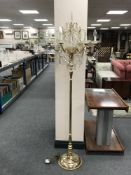 A good quality brass chandelier standard lamp, height 175 cm.