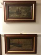 Twentieth century School : Fishing boats, oil on canvas, 34.