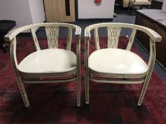 A pair of continental painted armchairs, width 57 cm.