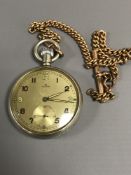 A Rolex Military Issue Open Faced Nickel Plated Pocket Watch,
