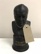 A Wedgwood black basalt The Winston Churchill bust, limited edition number 234/750,