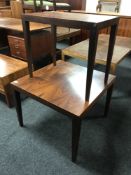 A Danish rosewood square coffee table, on square tapered legs,