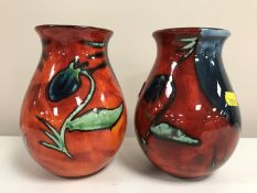 A pair of Poole Pottery vases, Himalayan Poppy pattern, height 16.