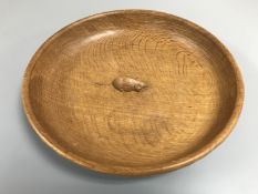 A Robert 'Mouseman' Thompson oak fruitbowl, with carved mouse signature to interior,