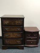 A mahogany audio cabinet and a five drawer magazine chest