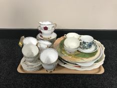 A tray of Royal Stafford tea service, Durham china cups and saucers,