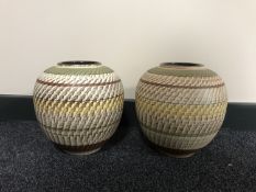 A pair of contemporary pottery vases