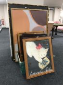 A large collection of assorted framed pictures and prints - framed map,