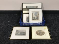 Nine coloured etchings - scenes of Newcastle