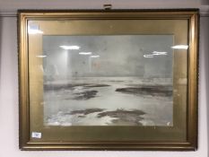 Thomas Swift Hutton : Seagulls at low tide, watercolour, signed,