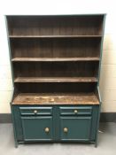 A painted pine kitchen dresser,
