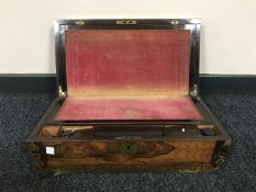 A Victorian rosewood and satin walnut writing box