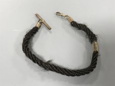 A Victorian hair Albert with gold fittings