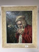 A framed oil on panel - Scottish golfer