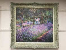 An Artagraph picture - Flowers by a river, framed.