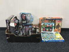 A box of assorted Star Wars collectable's including mugs, VHS box sets,