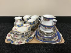 A tray of two Grosvenor china tea services, patterns Windsor and Sidmouth.
