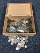 A cigar box containing early 20th century British and Foreign coins including George V pennies,