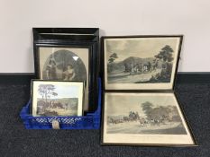 Seven antiquarian prints of hunting scenes, Queen Margaret & The Robber,