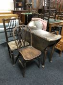 A George III oak gate leg table on pad feet, width 100 cm,