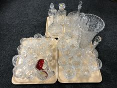 A good collection of 20th century crystal to include six decanters, deep-cut crystal vase,