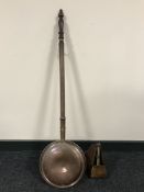 A copper bed warming pan and a French Paquet metronome