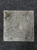 A lead Tempus Fugit sun dial