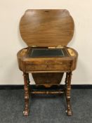 A Victorian inlaid walnut work table,