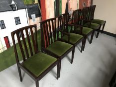 Six late 20th century rail backed dining chairs
