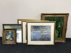 Seven assorted pictures and prints including Monet, still life, Diane Gainey signed print,