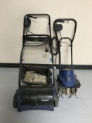 An Einhell Royal Ebh750 rotavator and an Einhell scarifier