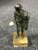 A bronze figure of Hamlet on onyx base