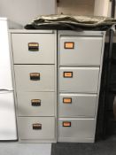 Two x four drawer metal filing cabinets