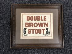 A Double Brown Stout advertisement in oak frame