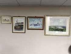 A framed watercolour study - landscape initialled RFB dated '82,