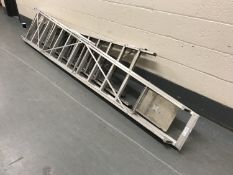 Two sets of aluminium builder's folding ladders