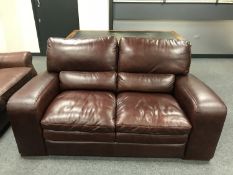 A Barker & Stonehouse brown leather two seater settee,