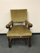 A continental oak armchair