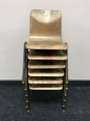 A set of six mid 20th century stacking school chairs