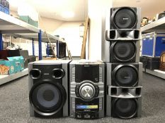 A Sony hi/fi system with speakers