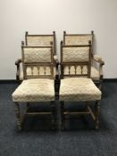 A set of four antique French oak dining chairs