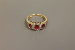 A 9ct gold ruby and diamond ring,