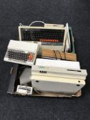 Two boxes of vintage computers and keyboards including Acorn A3010, World Plus Computer Concepts,