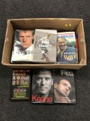 A box of hardback books - autobiography,